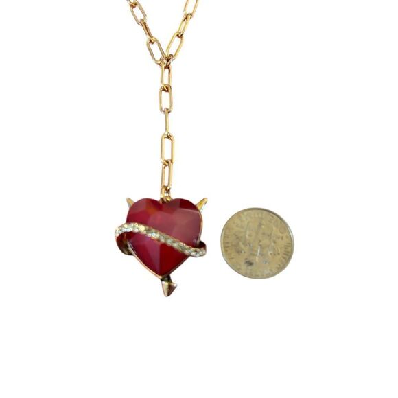 Sexy Devil Red Crystal Heart Y Necklace. - Picture 7 of 7
